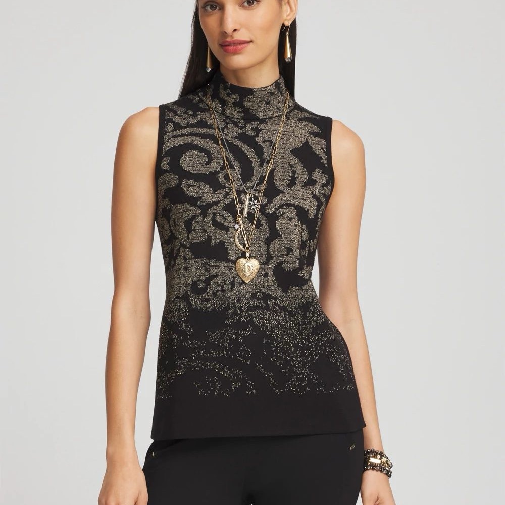 CHiCO’S Jacquard Mockneck Sweater Tank